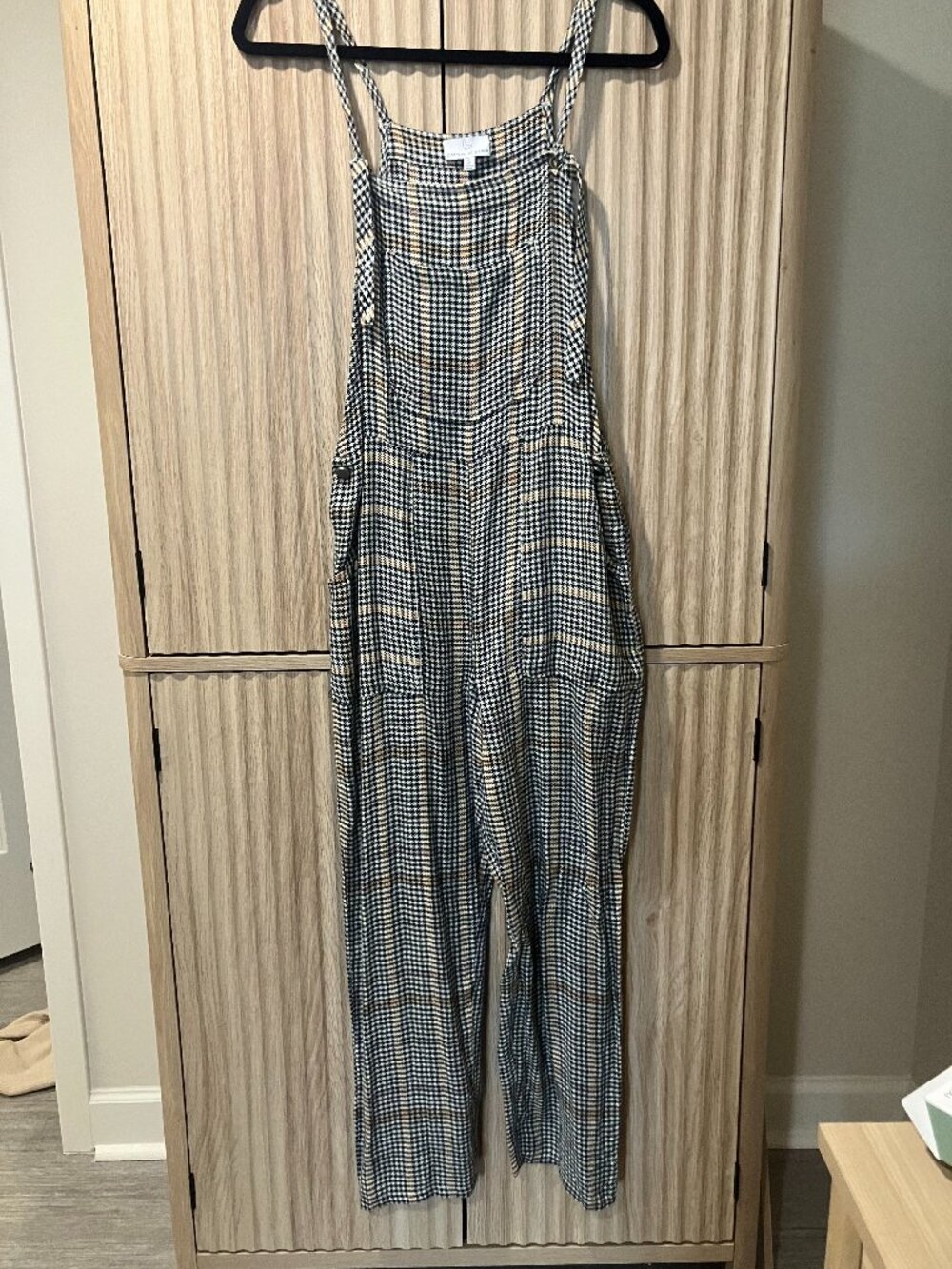 Gray Plaid Overall Jumpsuit (S)